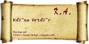 Kósa Artúr névjegykártya